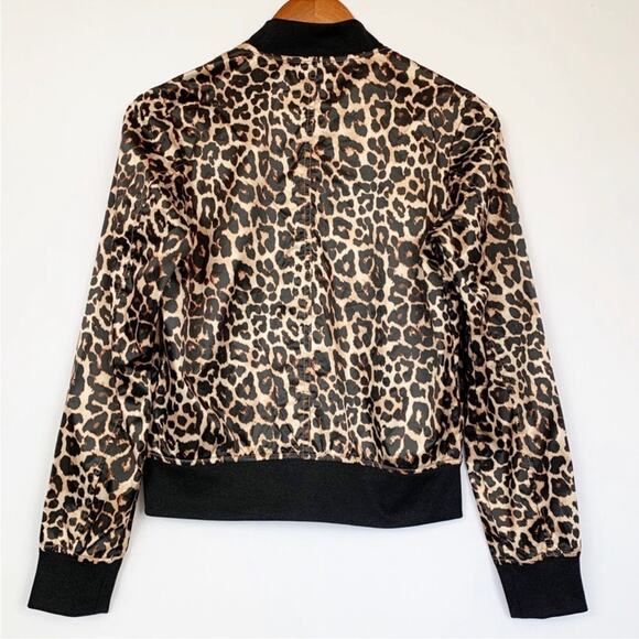 Old Navy Leopard Print Bomber Tan Black Jacket Lightweight Girl’s Size L (10-12) - Picture 2 of 11